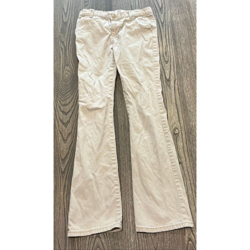 PLACE Youth Girls Flare Pants Mid Rise Slim Fit Stretch Cotton Blend Tan Size 14